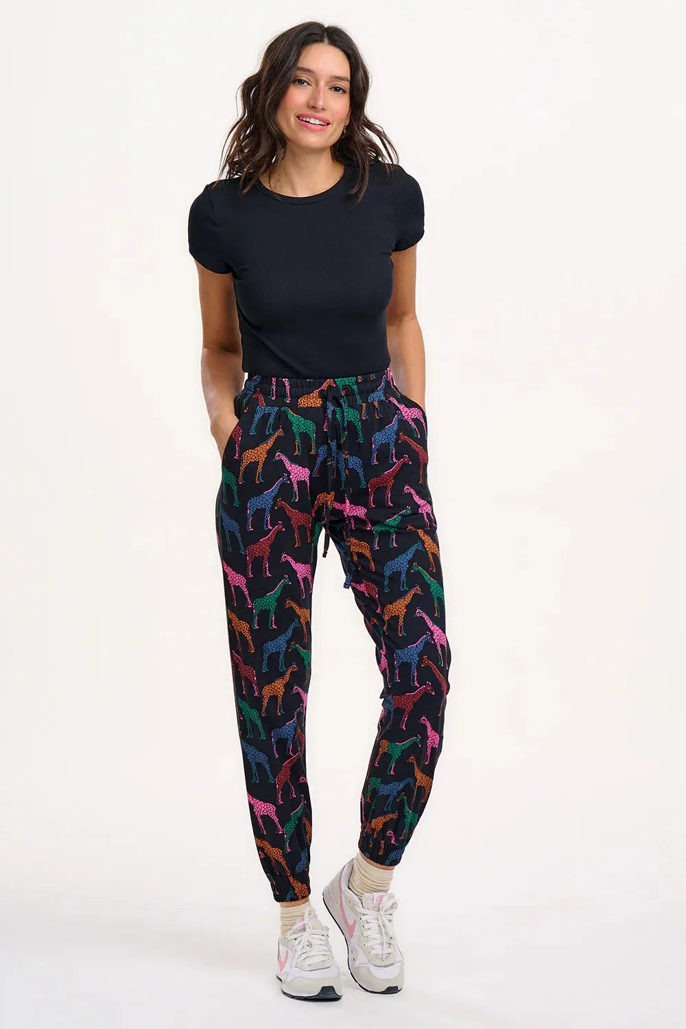 Sugarhill - Donna Jersey Joggers - Black Giraffe Spots