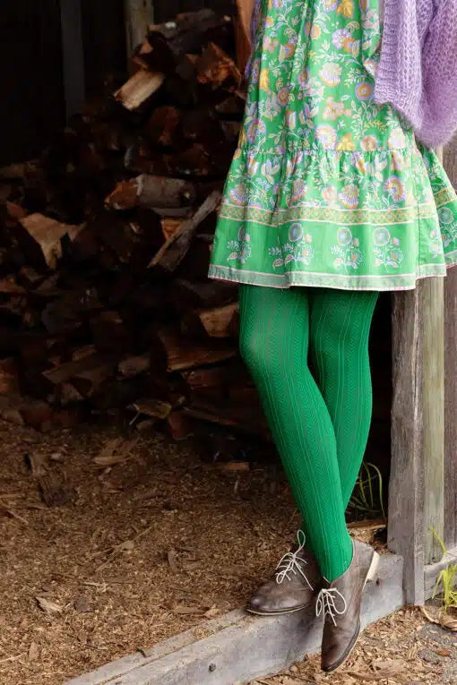 Tightology - Chic Cotton Tights - Bright Green