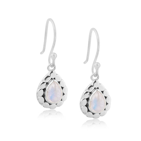 Cara  - Mia Rainbow Moonstone Silver Earrings