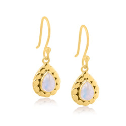 Cara  - Mia Rainbow Moonstone Gold Earrings