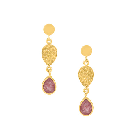 Cara  - Mia Strawberry Quartz Drop Earrings