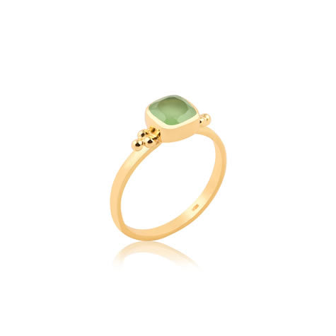 Cara  -  Green Stone Ring - Gold Plate