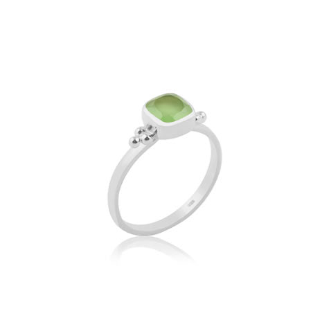 Cara  -  Green Stone Ring - Silver
