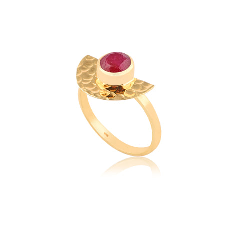 Cara  -  Gold Ruby Half Circle Ring
