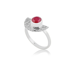 Cara  - Silver Ruby  Half Circle Ring