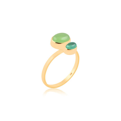 Cara  -  Green Onyx Prehnite Gold Plated Ring