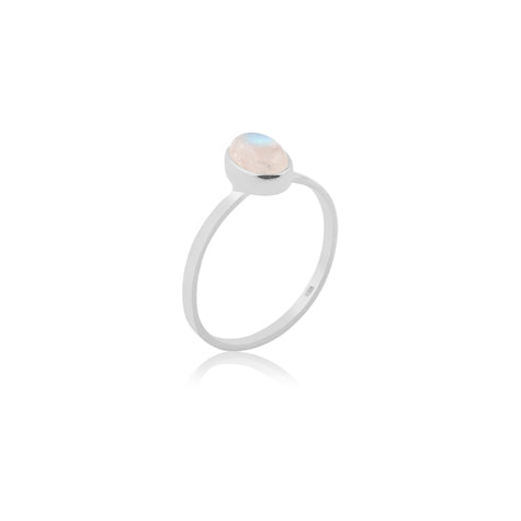 Cara  -  Silver Rainbow Moonstone Ring