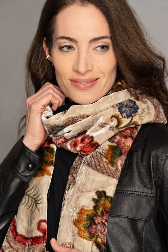 Yoko - Aura Merino Modal Velvet Scarf -  Cream