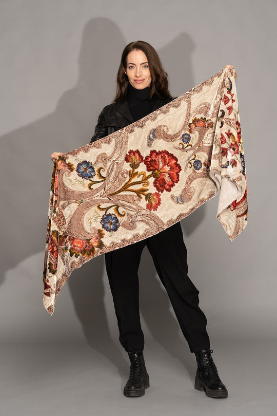 Yoko - Aura Merino Modal Velvet Scarf -  Cream
