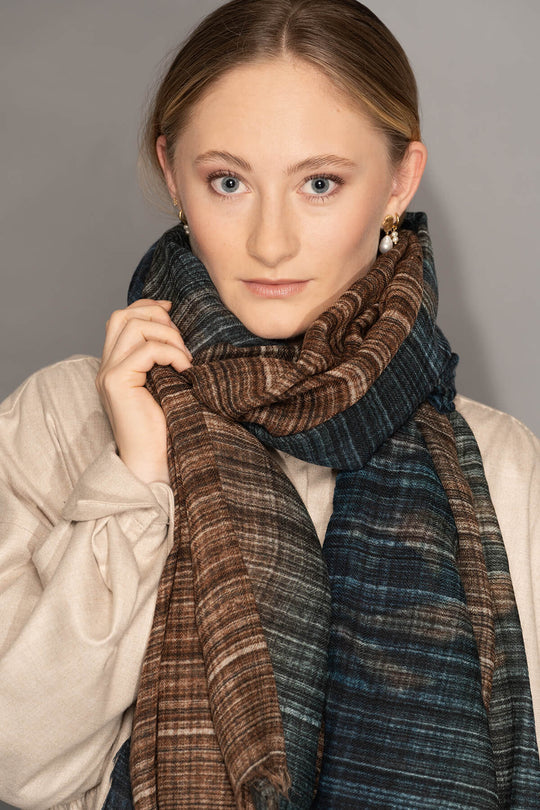 Yoko - Elva Merino Scarf  - Browns