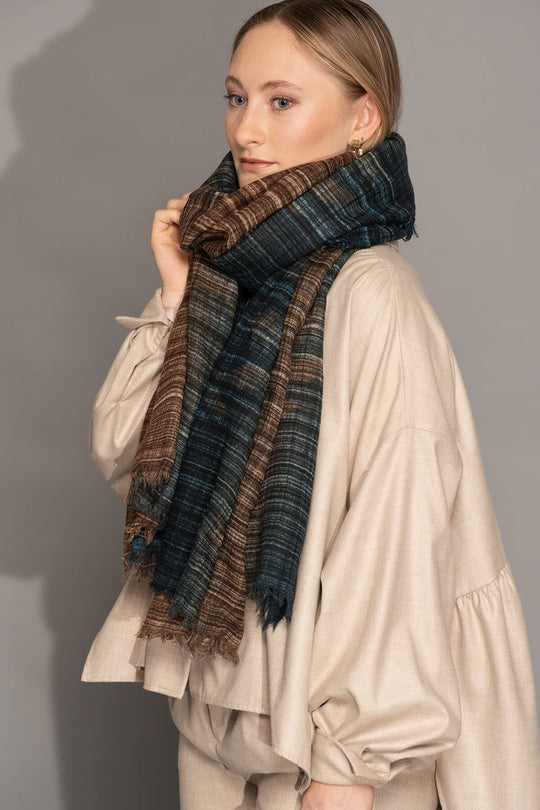 Yoko - Elva Merino Scarf  - Browns