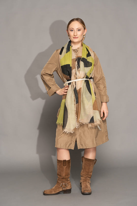 Yoko - Elva Merino Scarf - Yellow Geometric