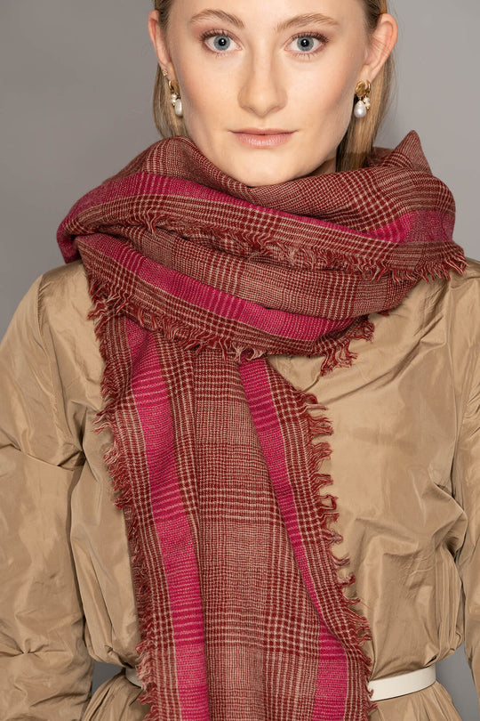 Yoko - Elva Merino Scarf  - Deep Pinks