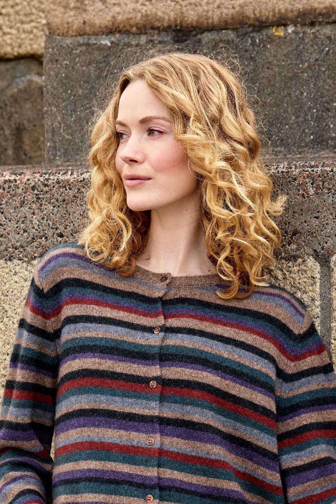 Mansted -  Zemma Yak Stripe Cardi - Mushroom