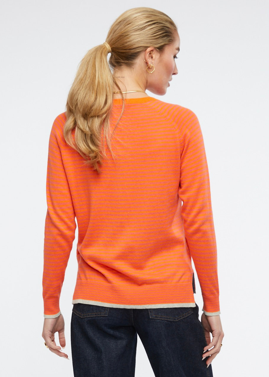 Zaket &amp; Plover - Essential V Neck Sweater - Apricot Stripe