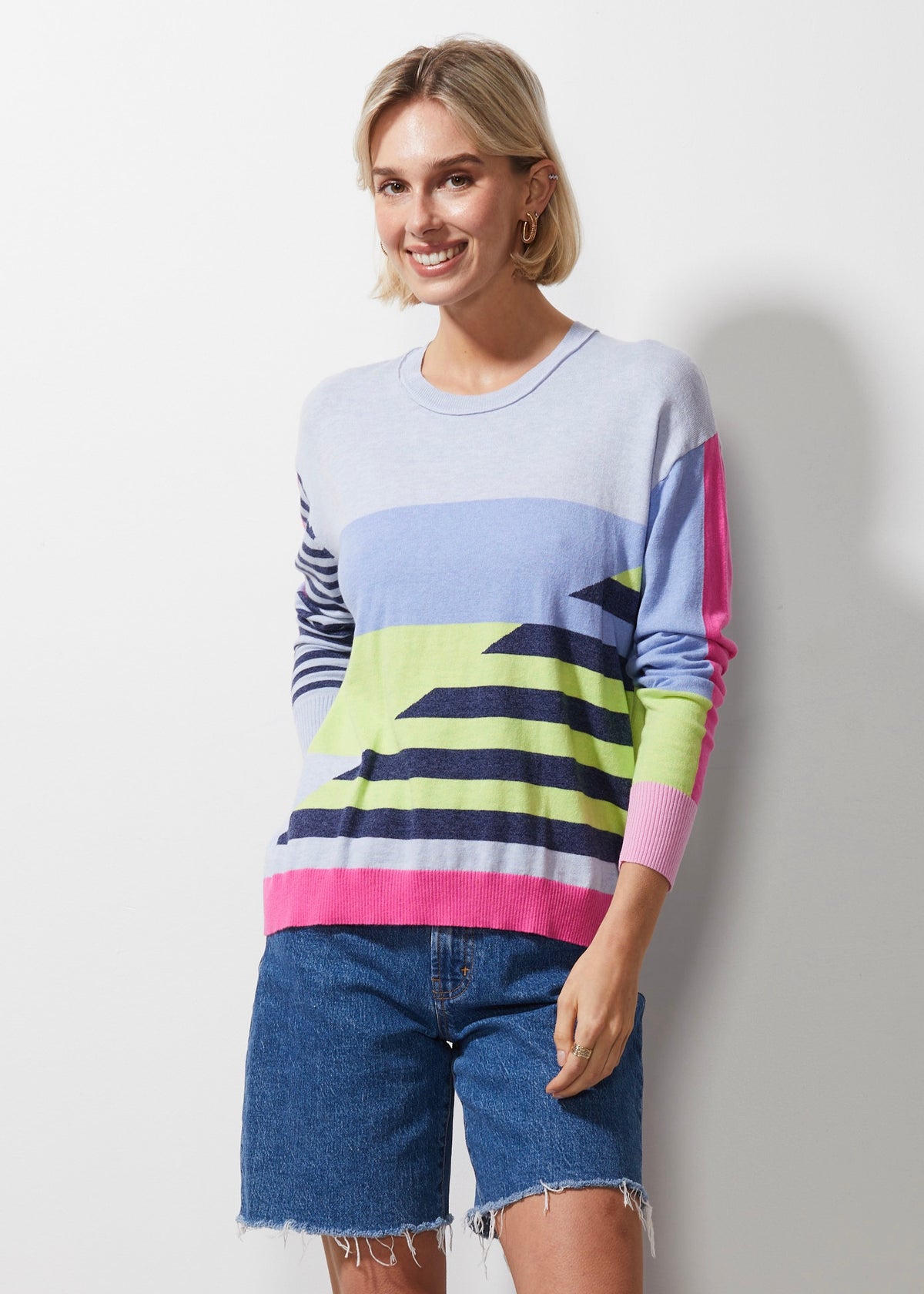 Zaket &amp; Plover - Diagonal Stripe Jumper - Sky