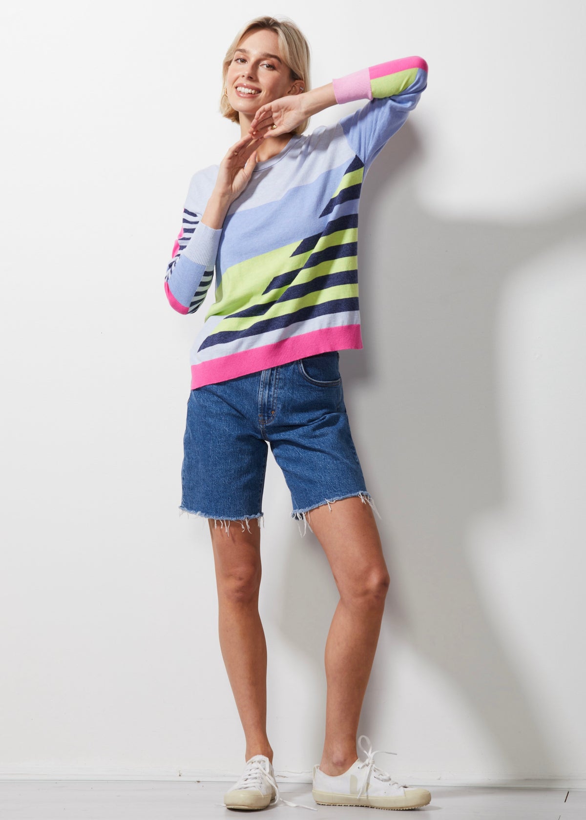 Zaket &amp; Plover - Diagonal Stripe Jumper - Sky