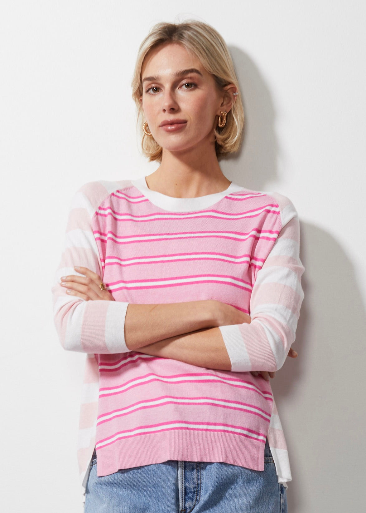 Zaket &amp; Plover - Multi Stripe Jumper - White Pink