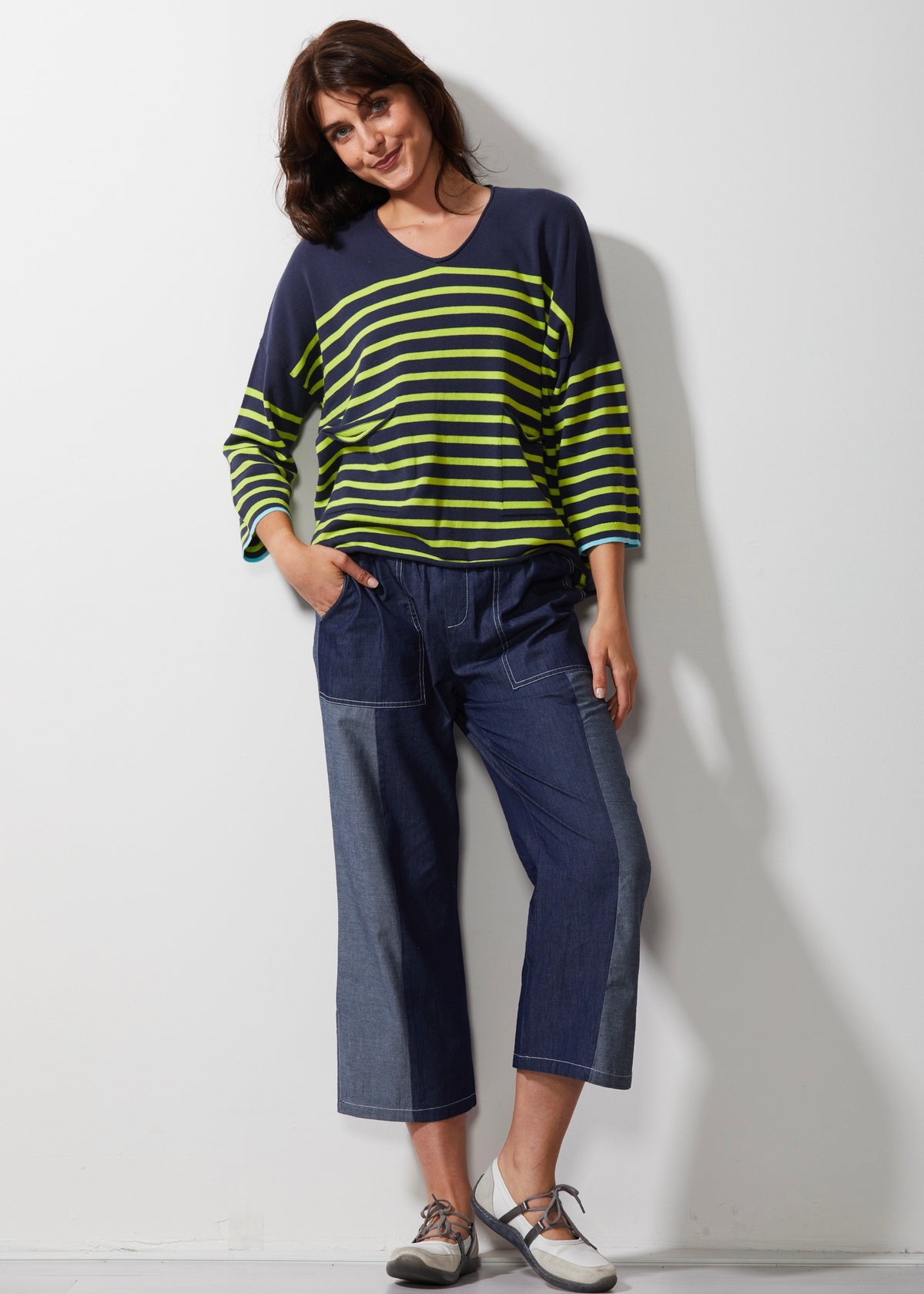 Zaket &amp; Plover - Breton Stripe V Jumper - Sailor