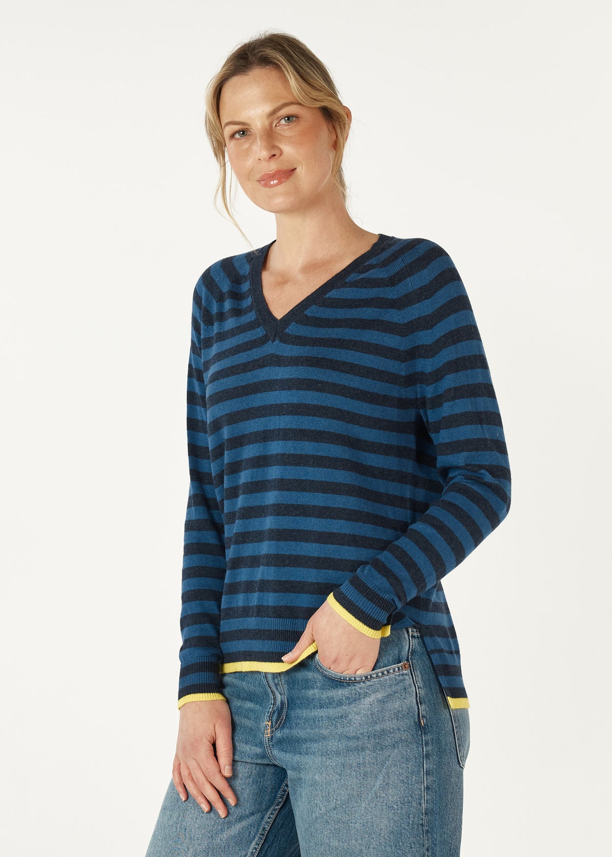 Zaket &amp; Plover - Essential Stripe Vee - Denim