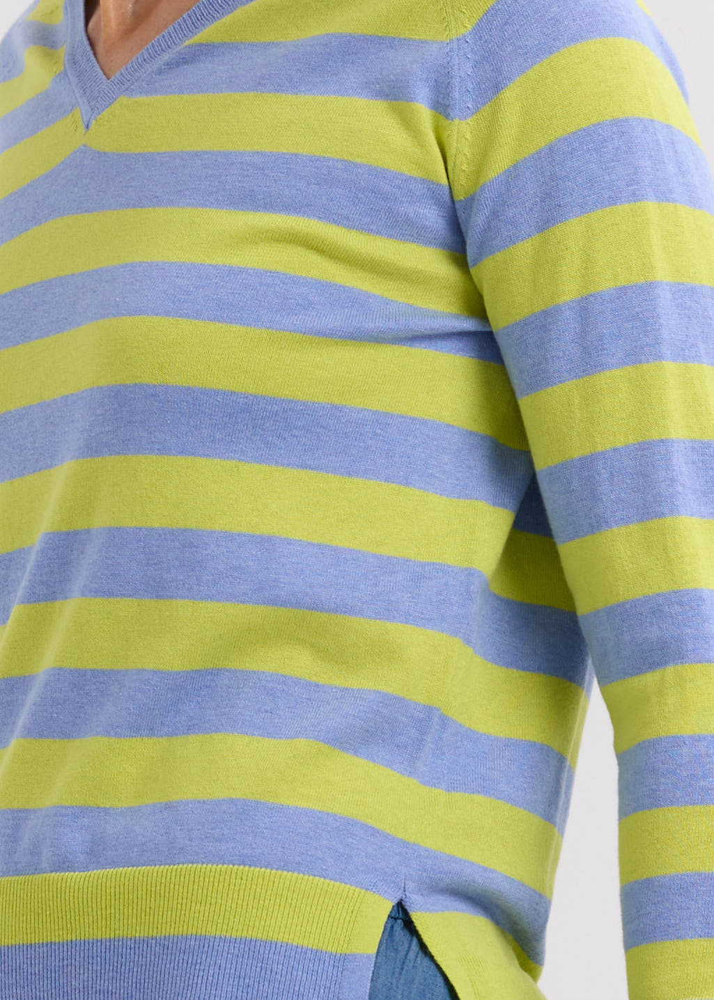 Zaket &amp; Plover - Essential Stripe V Crew - Blueberry