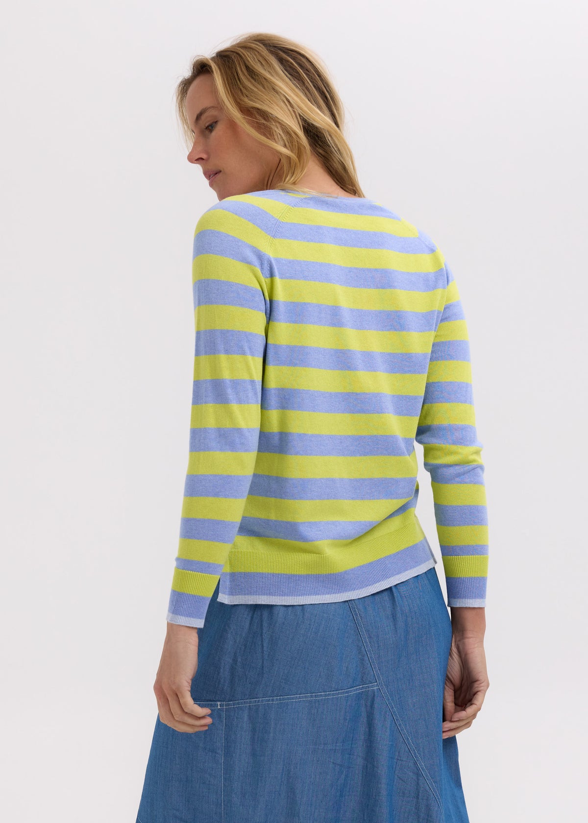 Zaket &amp; Plover - Essential Stripe V Crew - Blueberry