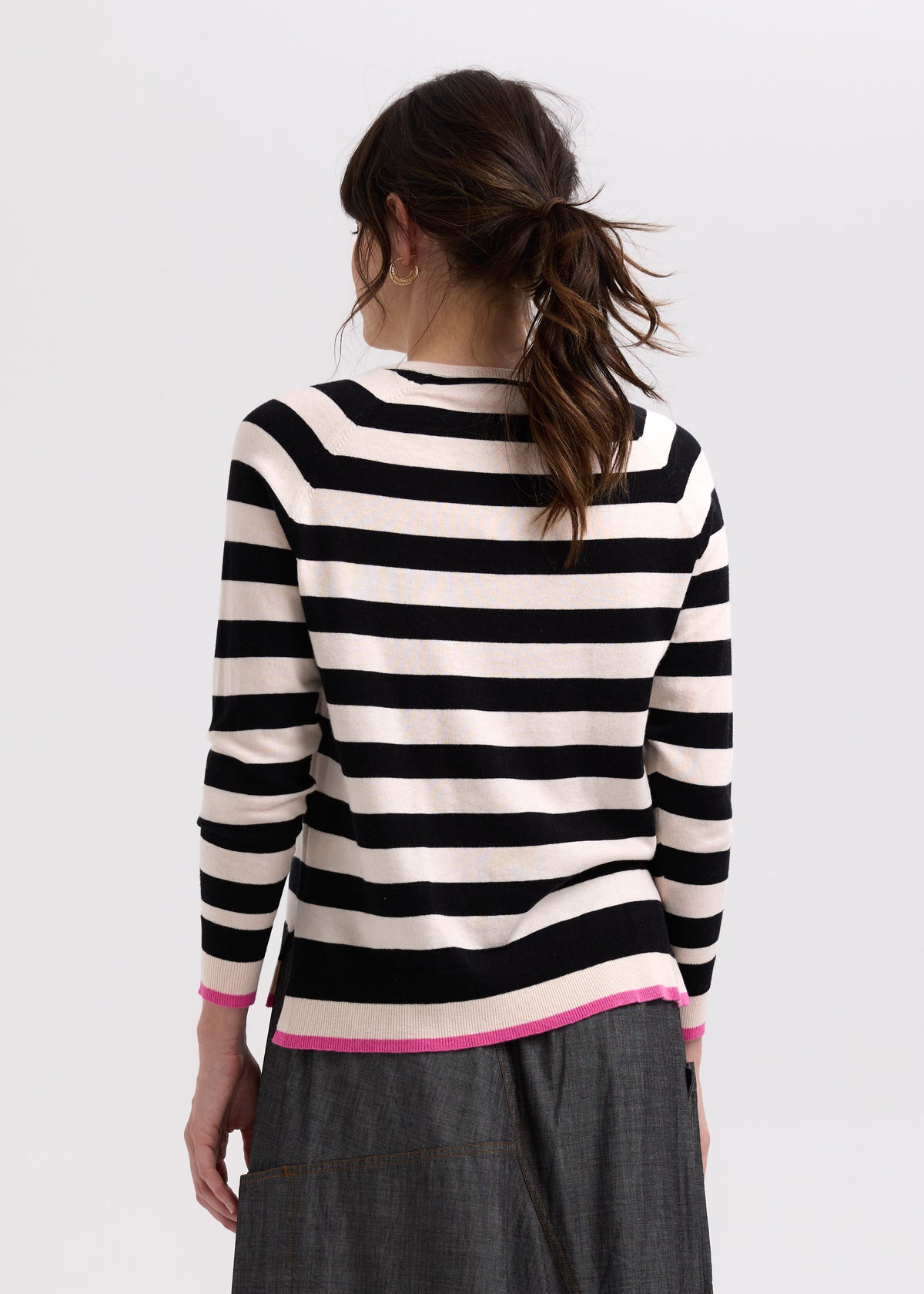 Zaket &amp; Plover - Essential Stripe V Crew - Shell