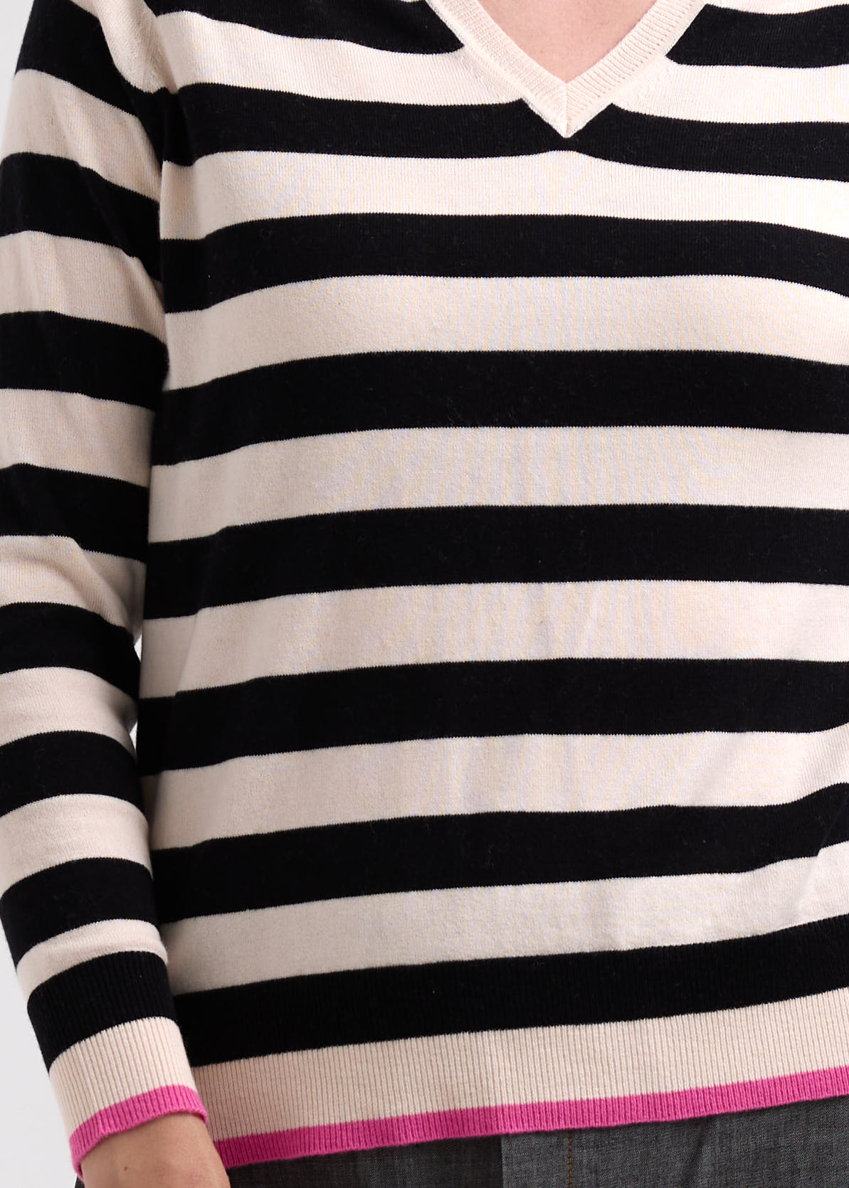Zaket &amp; Plover - Essential Stripe V Crew - Shell