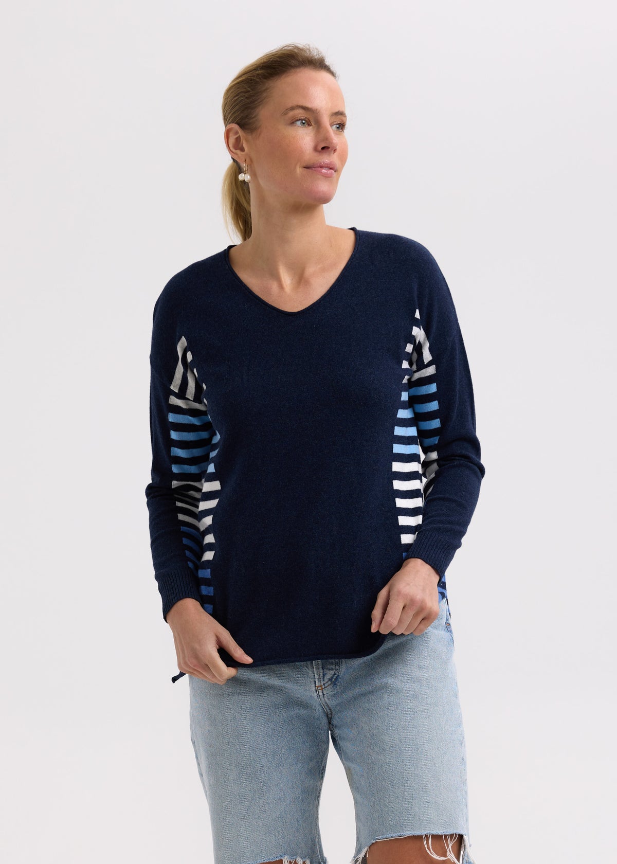 Zaket &amp; Plover - Side Stripe Jumper - Denim