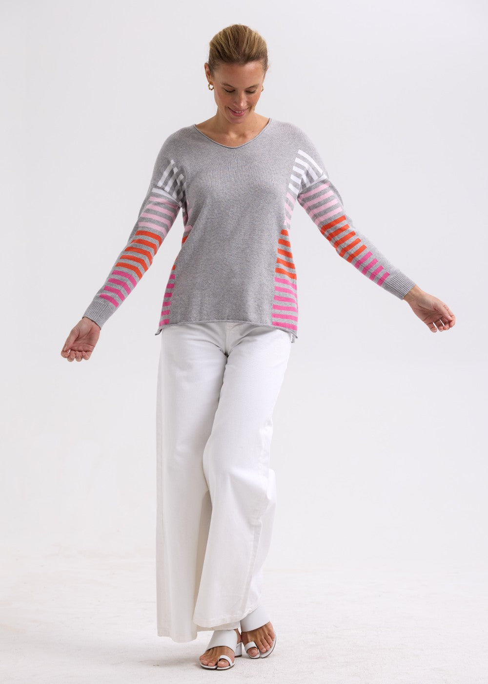 Zaket &amp; Plover - Side Stripe Jumper - Light Marle