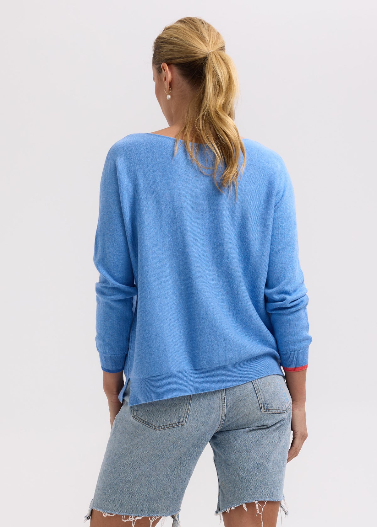 Zaket &amp; Plover - Itarsia Hearts Crew - Chambray