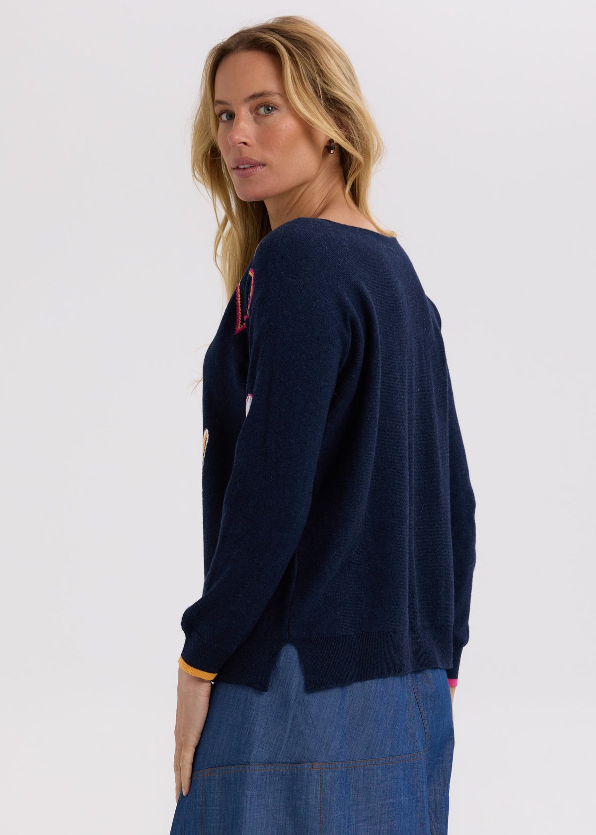 Zaket &amp; Plover - Itarsia Hearts Crew - Denim