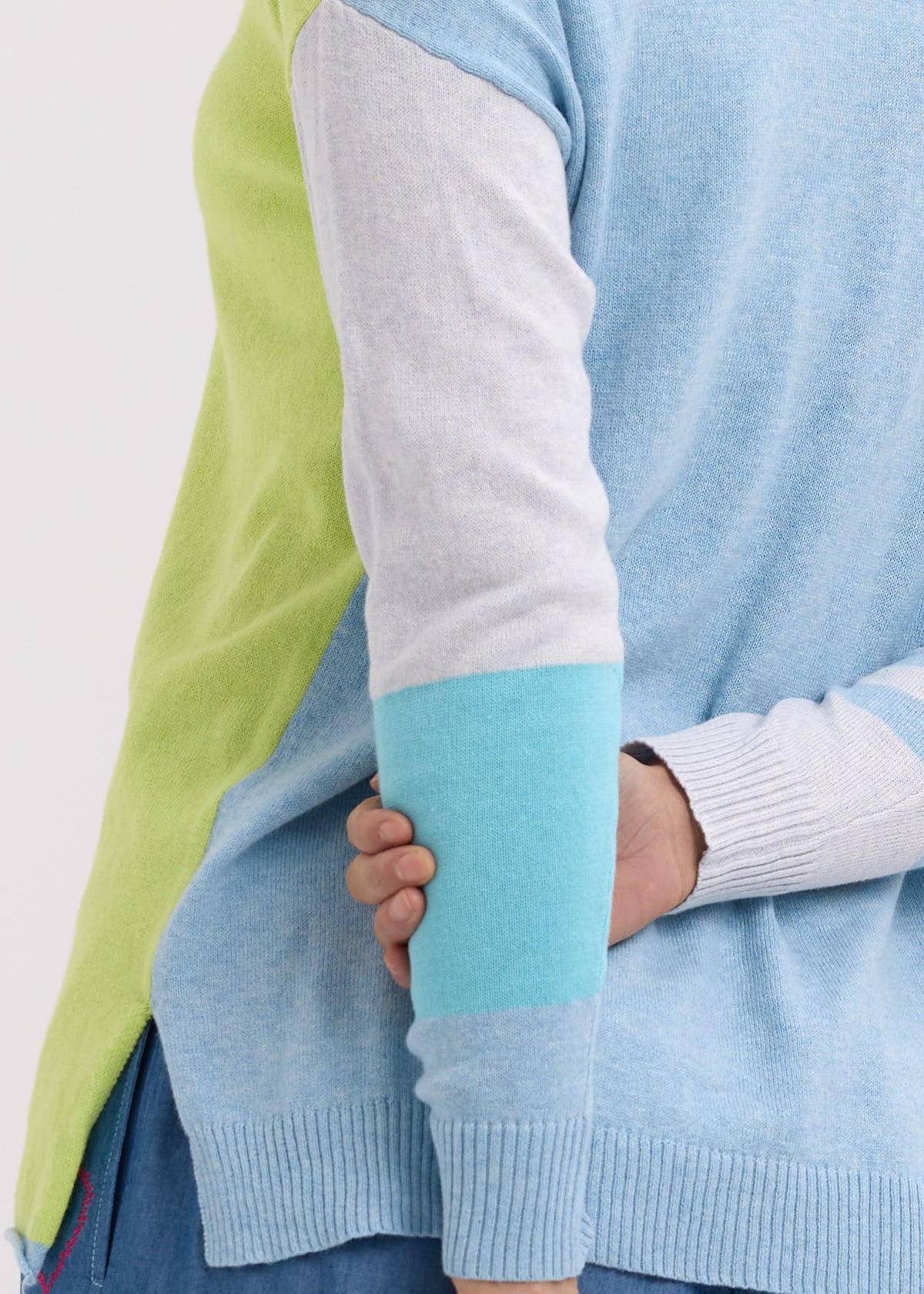 Zaket &amp; Plover - Ladder Stripe V Crew - Baby Blue