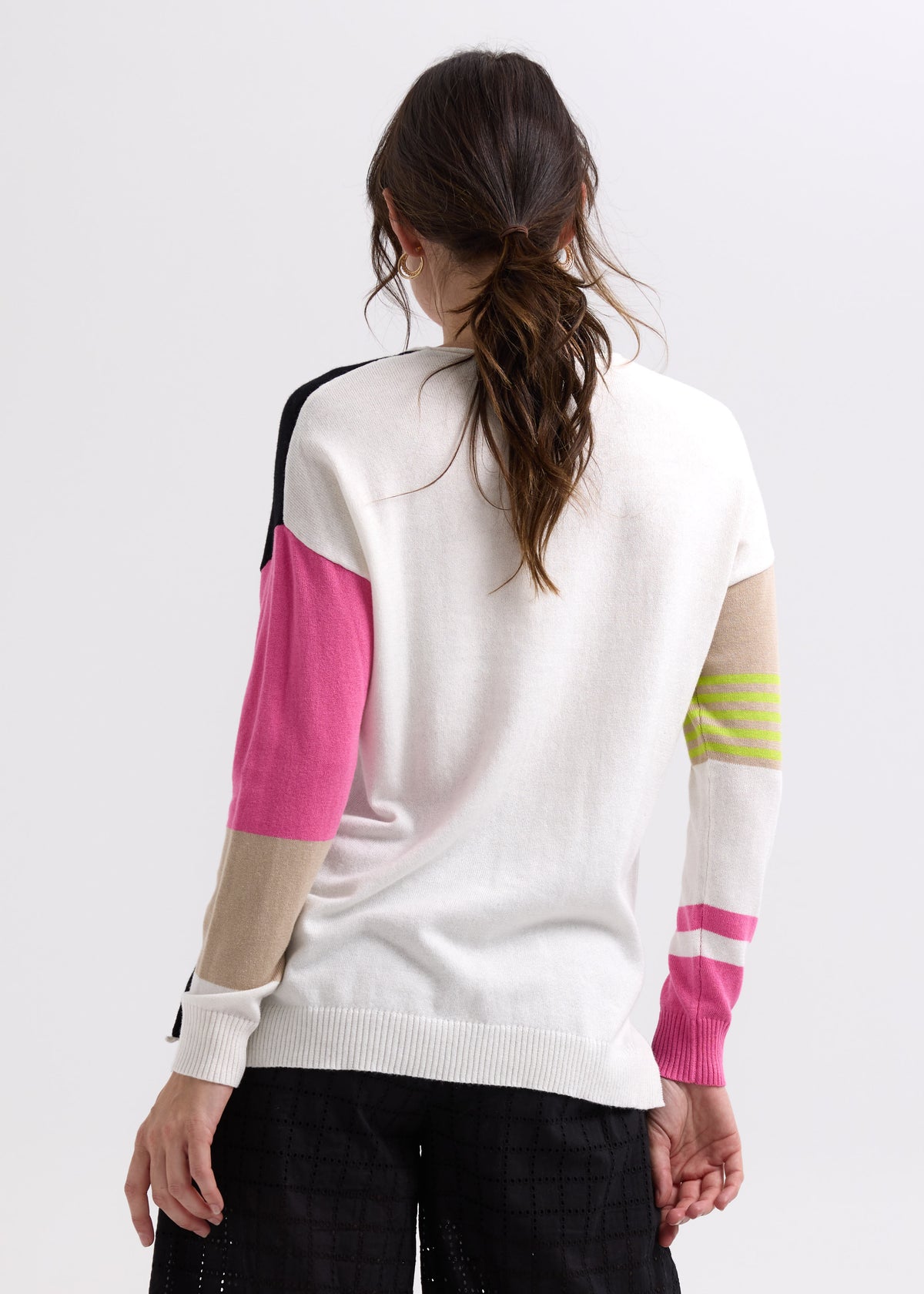 Zaket &amp; Plover - Ladder Stripe V Crew - White