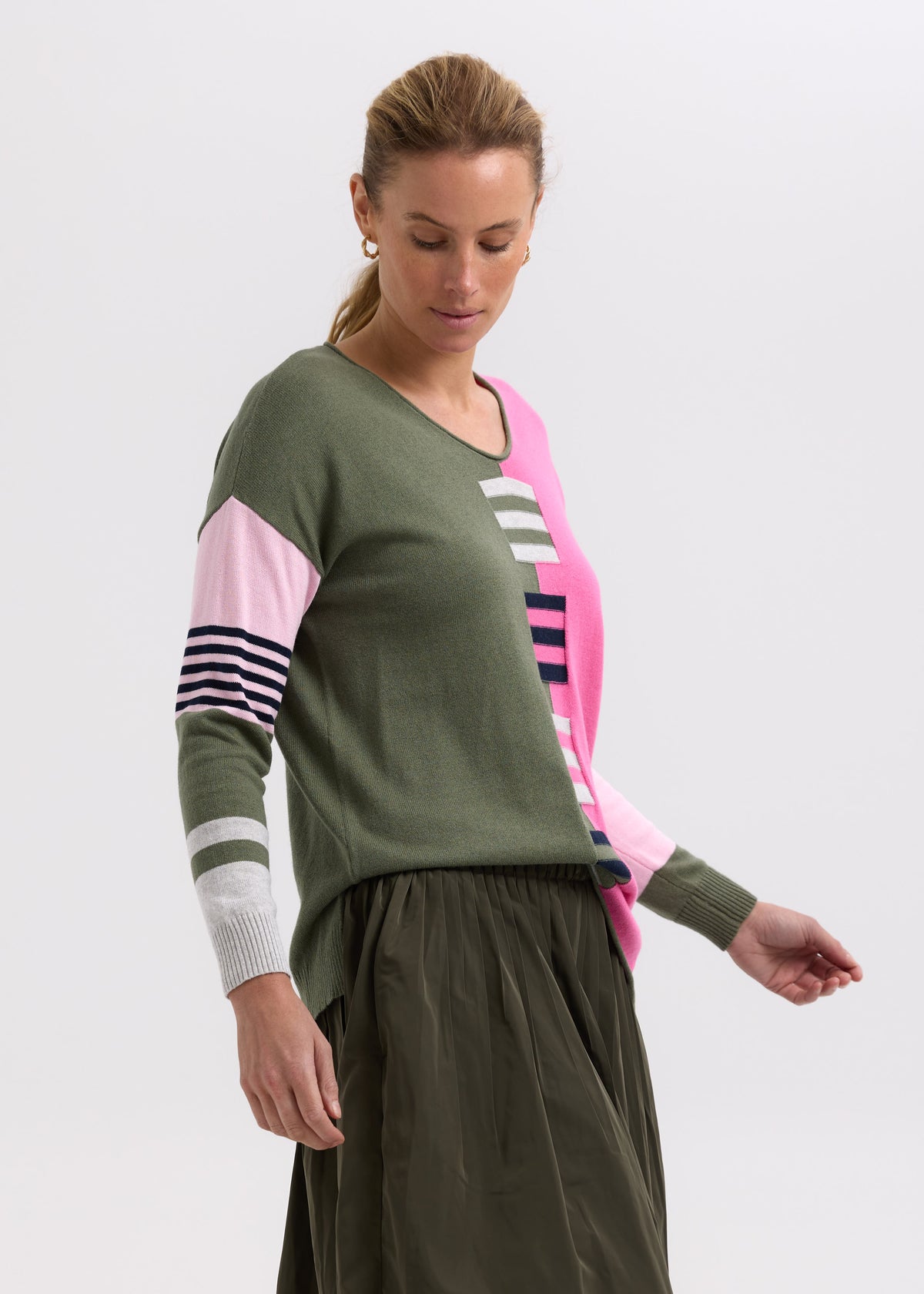 Zaket &amp; Plover - Ladder Stripe V Crew - Marle