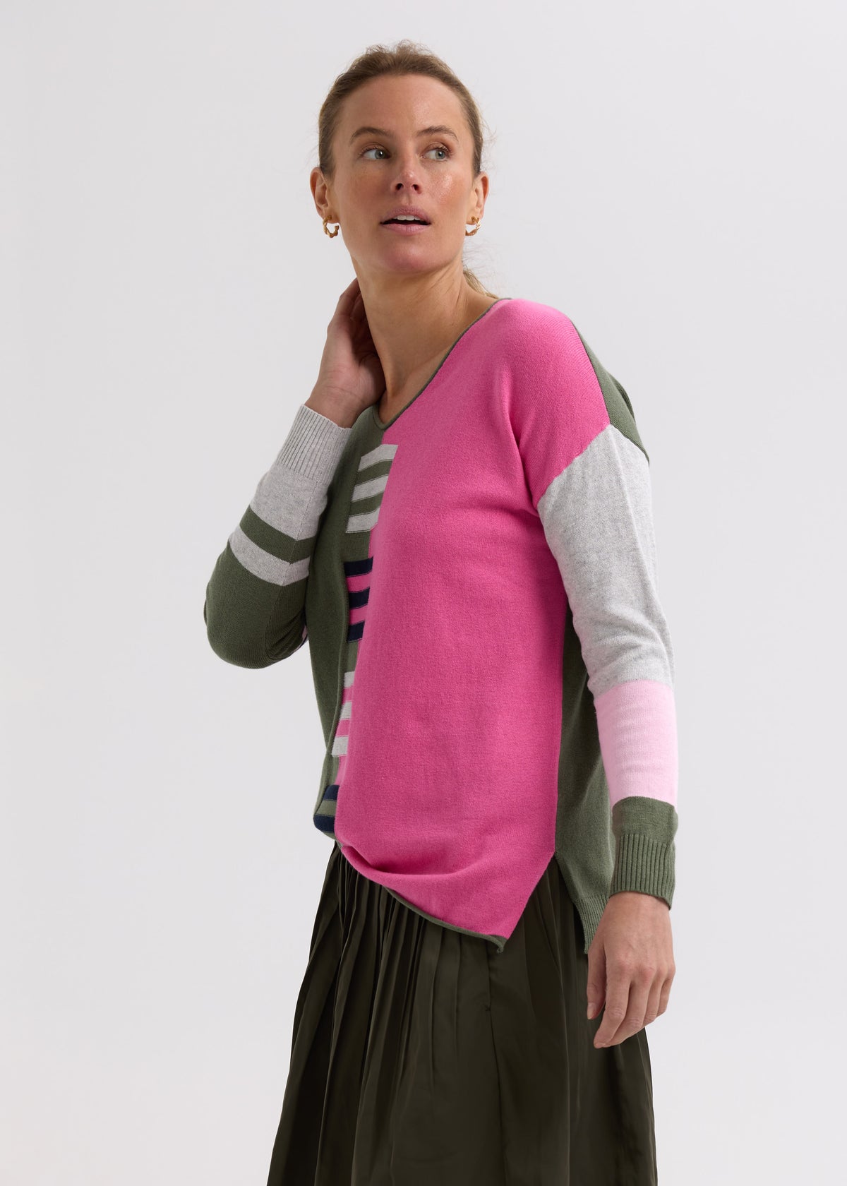 Zaket &amp; Plover - Ladder Stripe V Crew - Marle