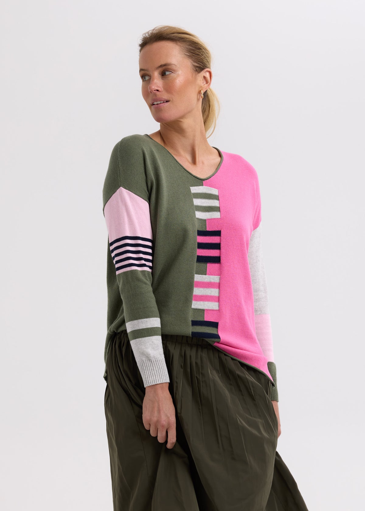 Zaket &amp; Plover - Ladder Stripe V Crew - Marle