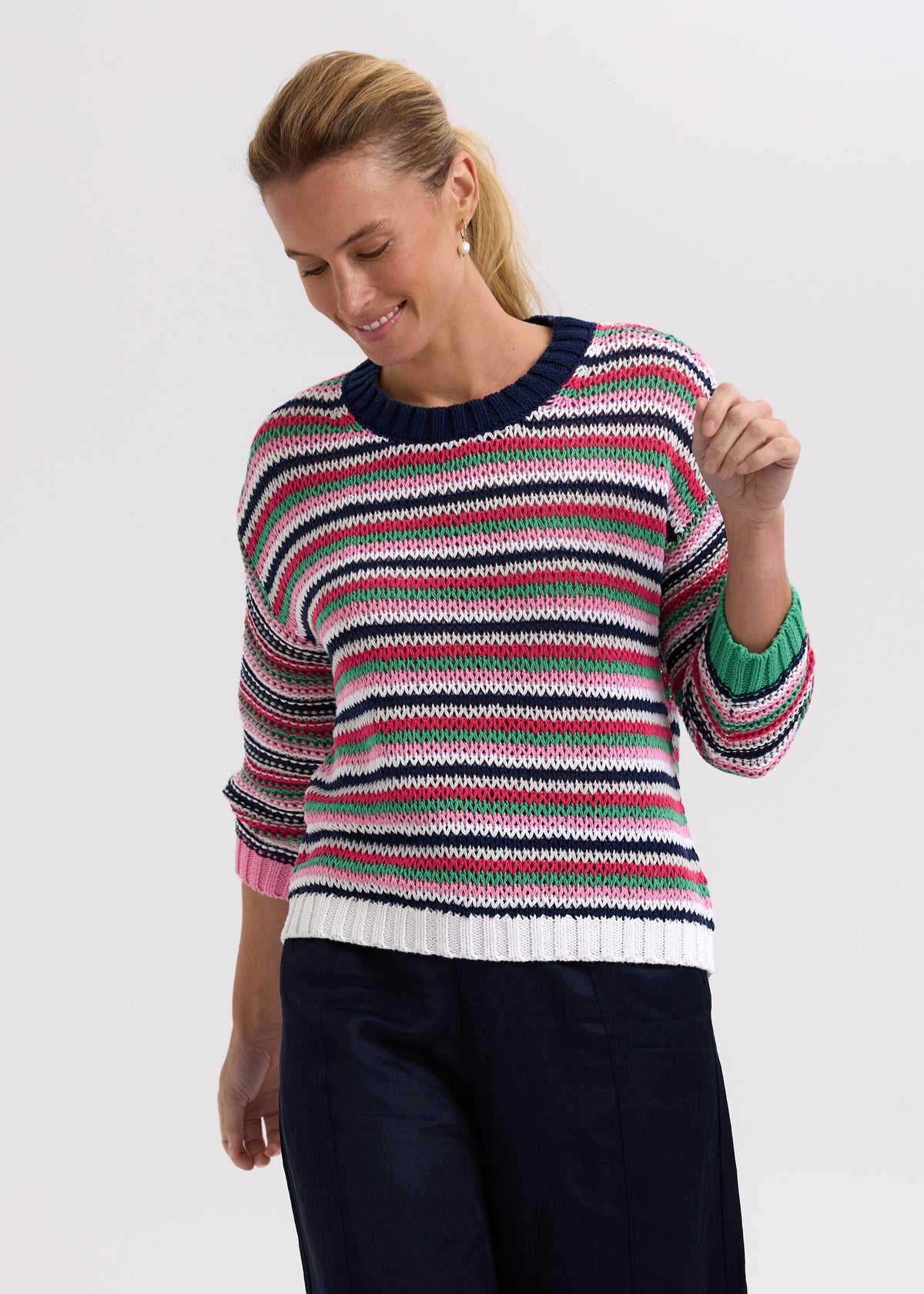 Zaket &amp; Plover - Chunky Stripe Jumper - Navy