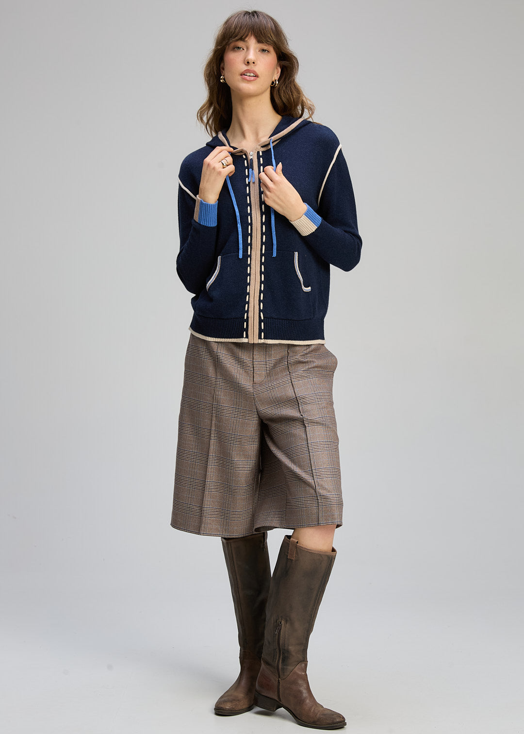 Zaket & Plover -  Threaded Hoodie - Dark Denim