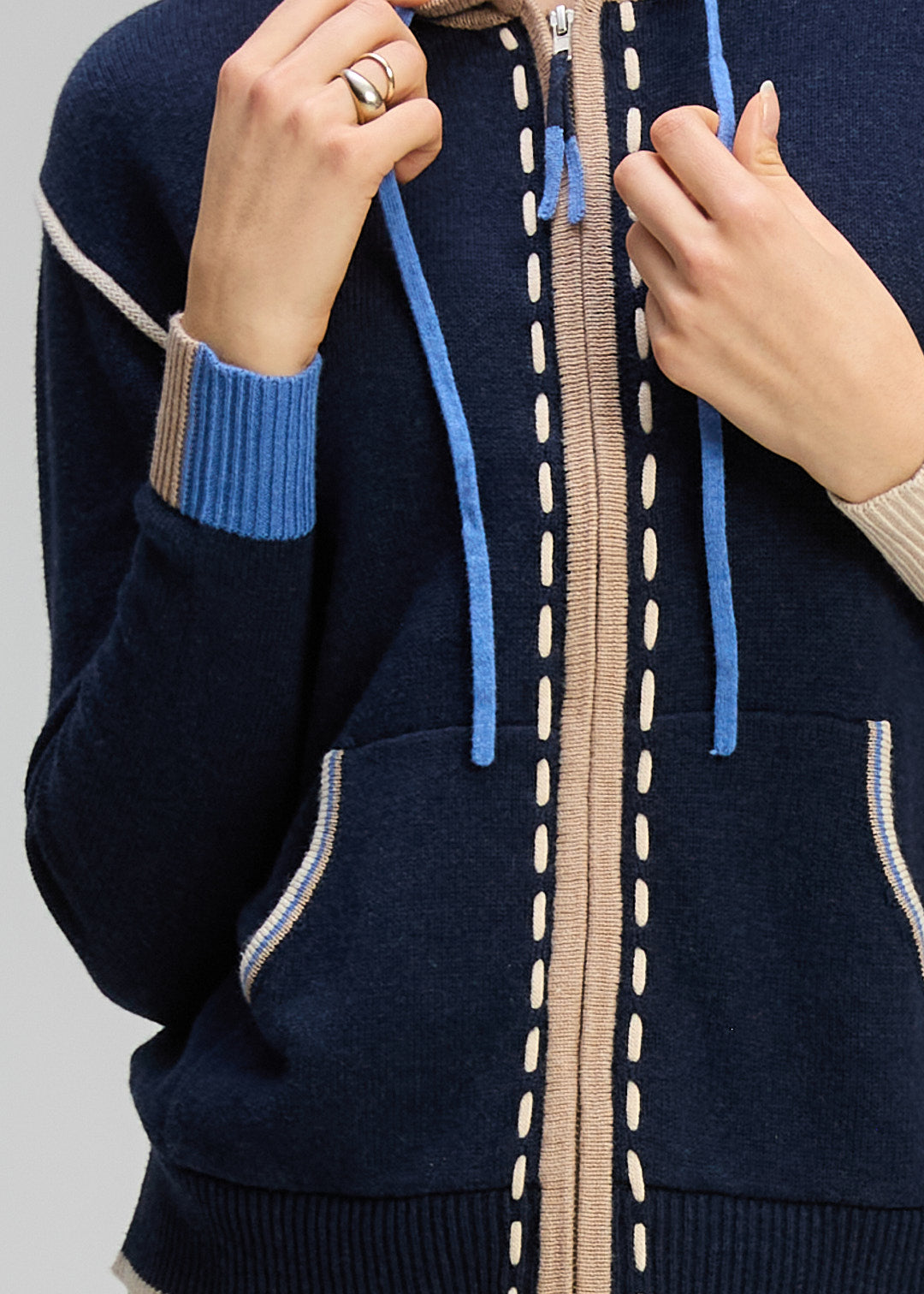 Zaket & Plover -  Threaded Hoodie - Dark Denim