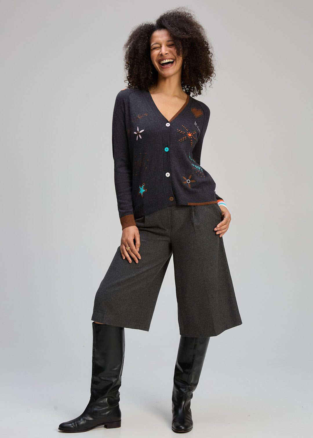 Zaket & Plover -  Good Energy Cardi - Charcoal