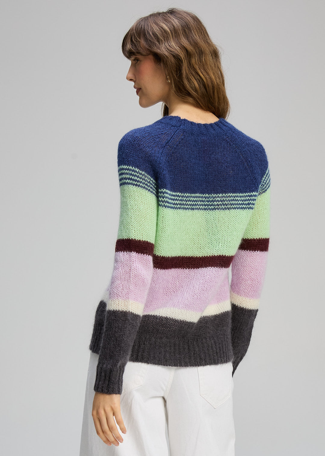 Zaket & Plover -  Kid Mohair Lines Crew  - Lilac Mist