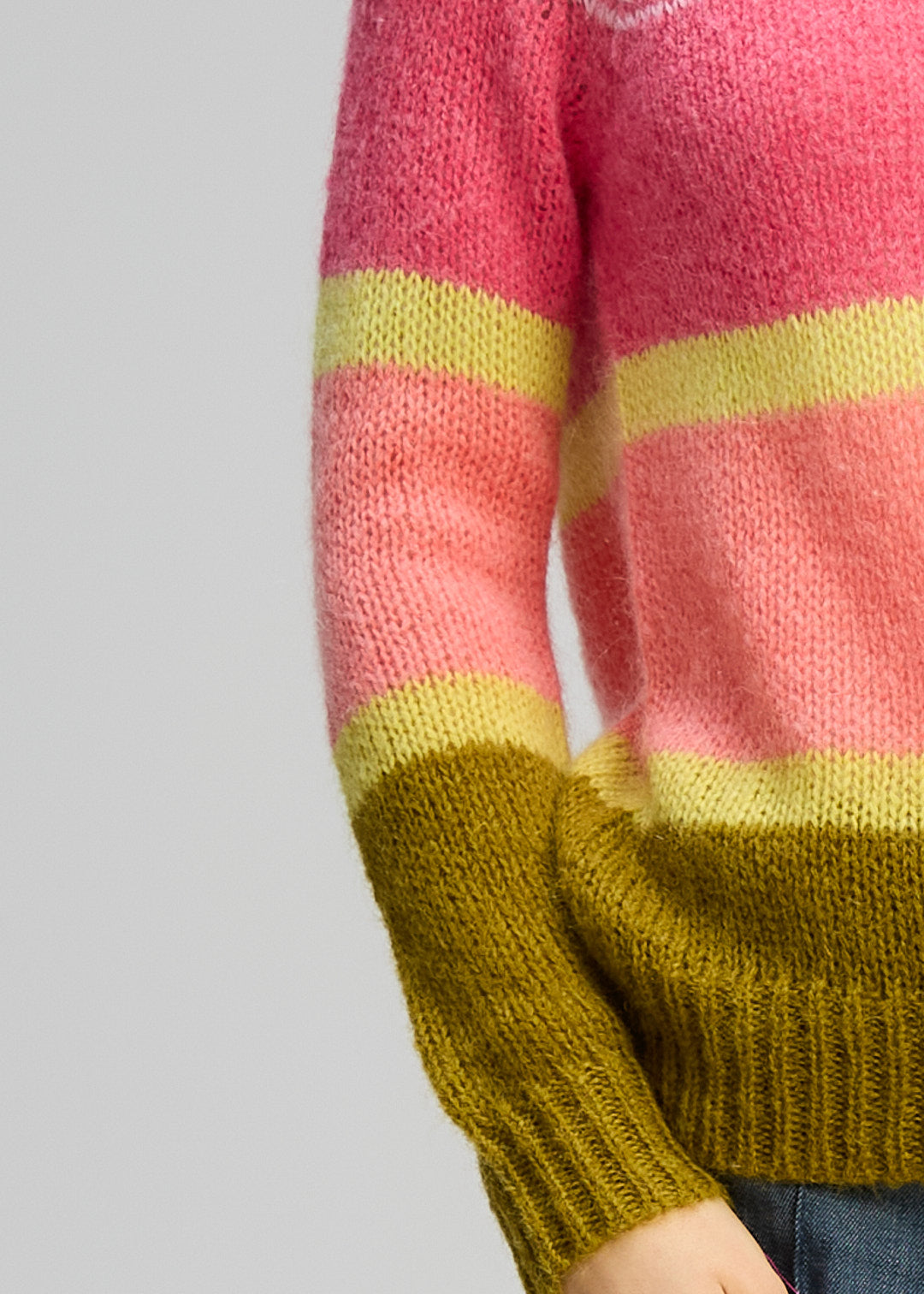 Zaket & Plover - Kid Mohair Lines Crew - Neon Sorbet