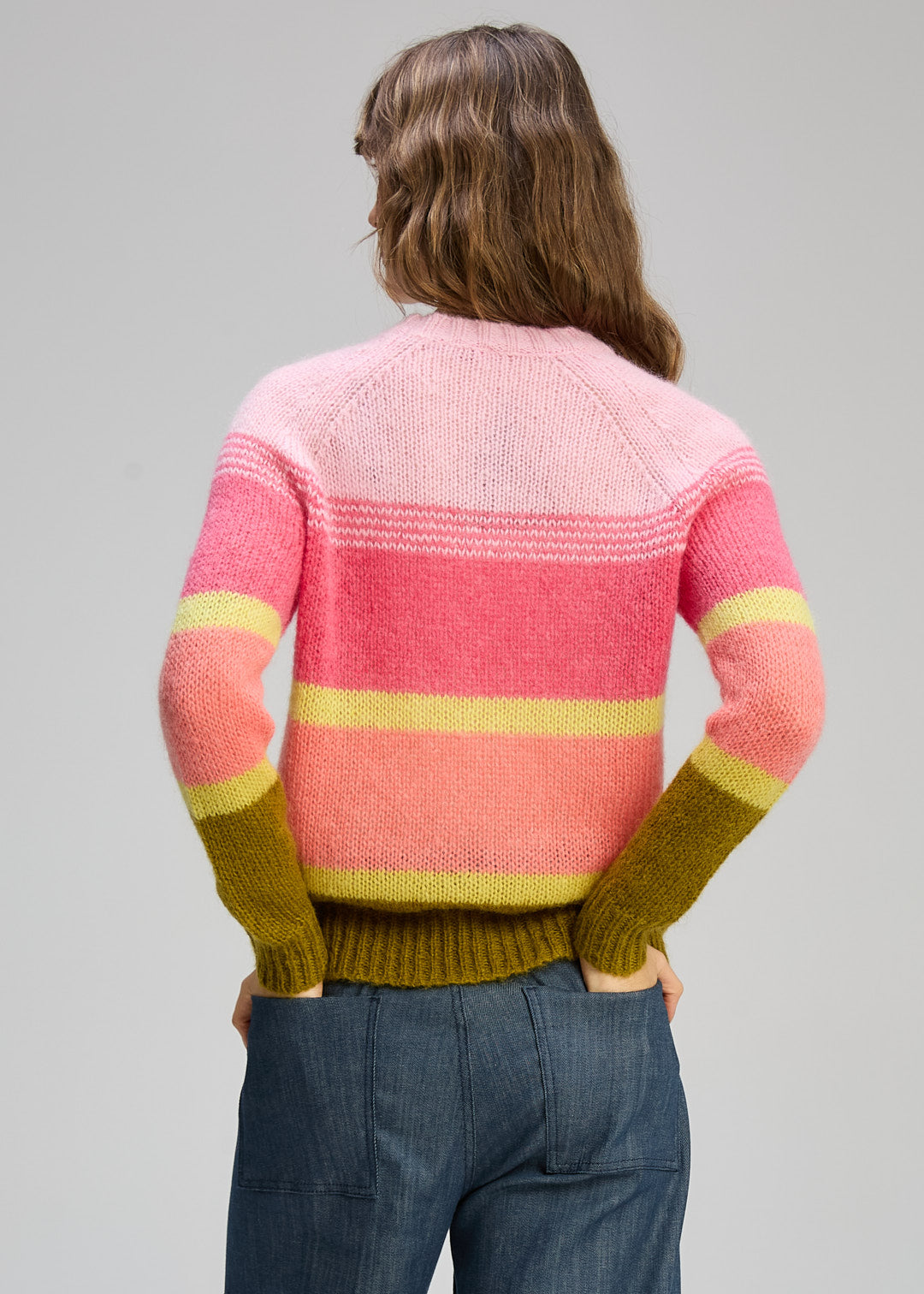 Zaket & Plover - Kid Mohair Lines Crew - Neon Sorbet