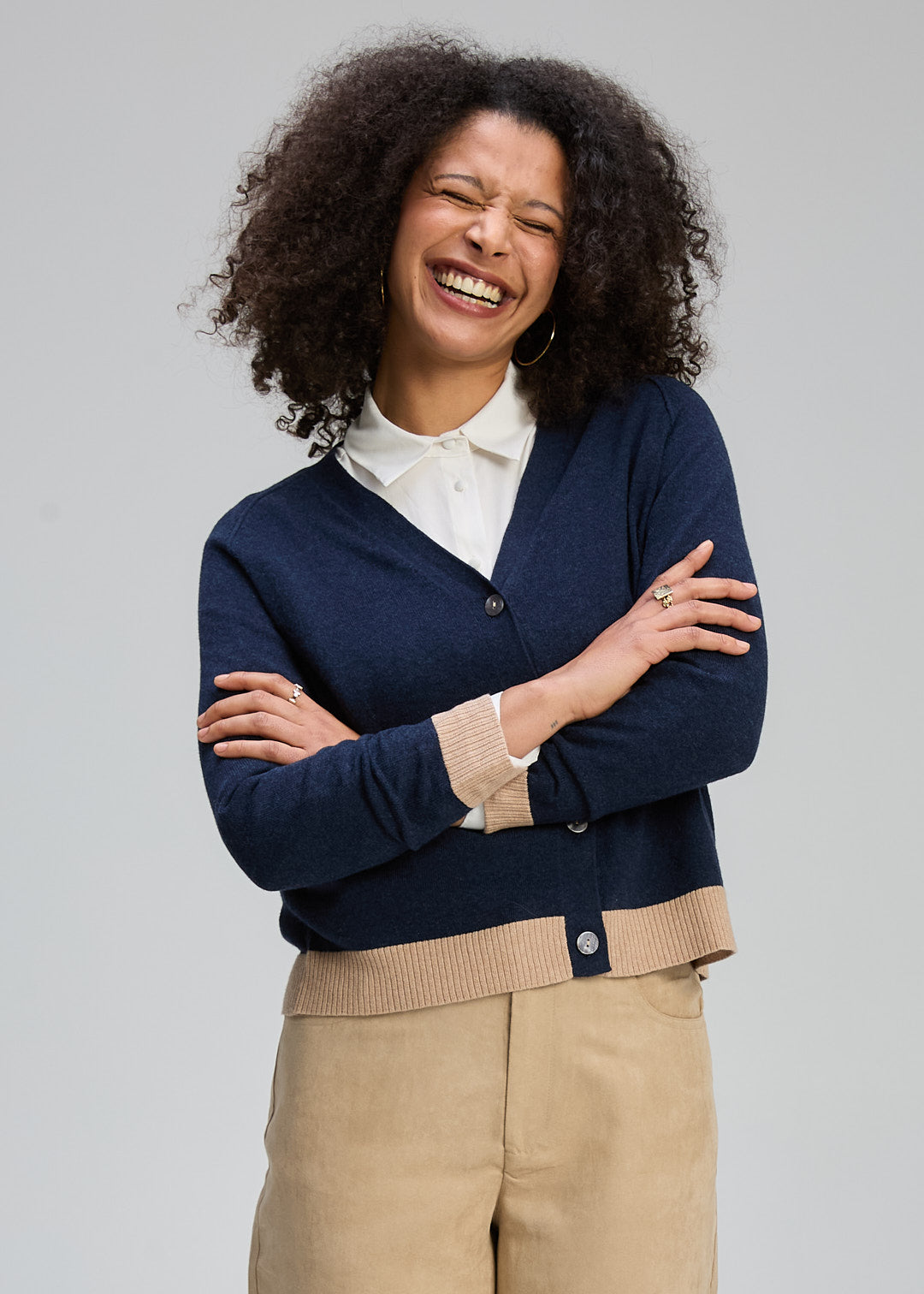 Zaket & Plover - V Neck Cardi Essentials  - Dark Denim