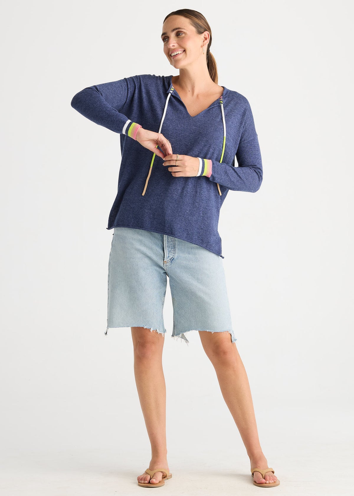 Zaket & Plover - Palm Tree V Neck  - Denim