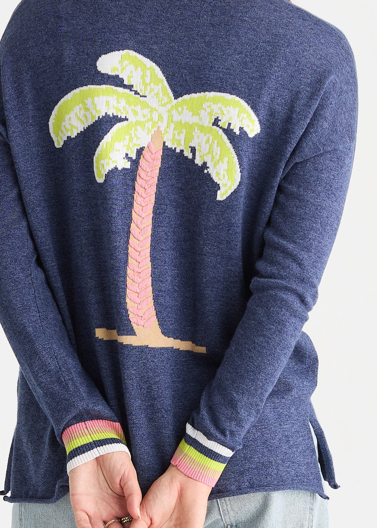 Zaket & Plover - Palm Tree V Neck  - Denim