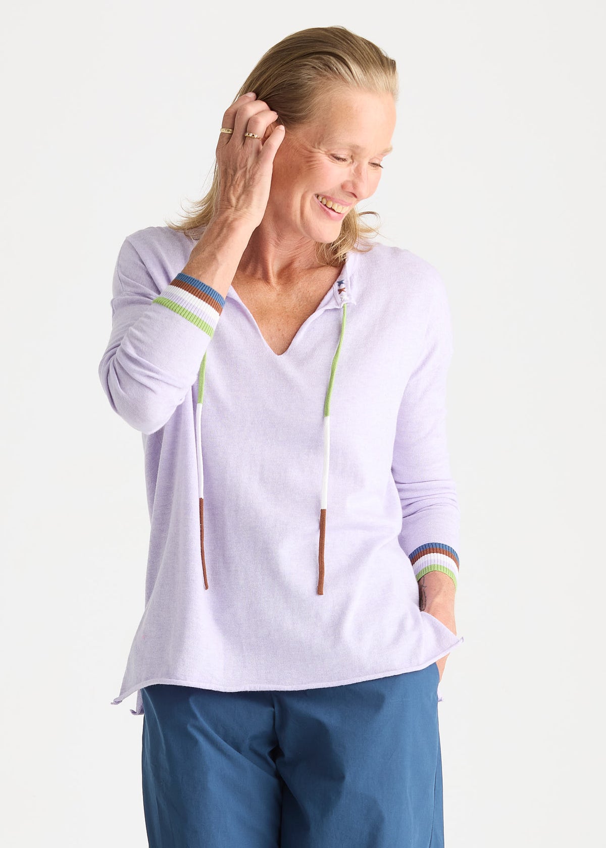 Zaket & Plover - Palm Tree V Neck  - Lavender