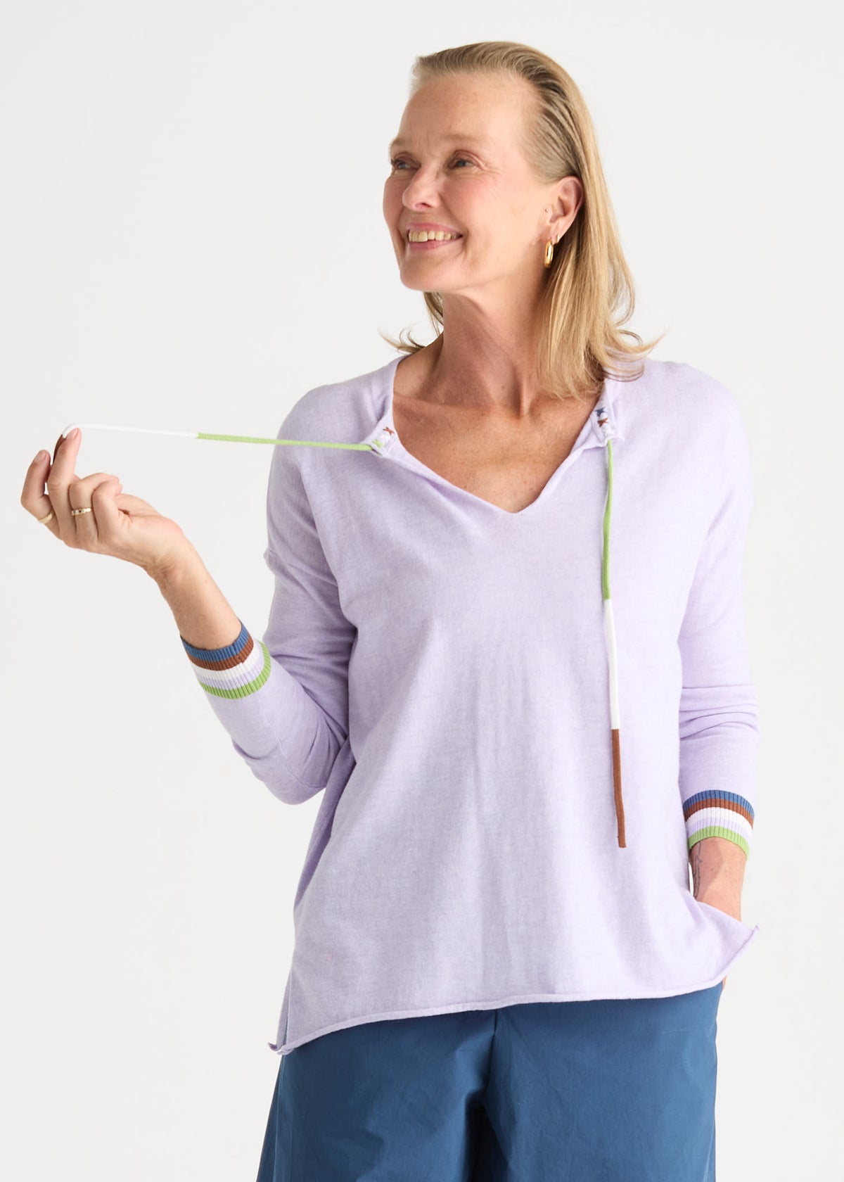 Zaket & Plover - Palm Tree V Neck  - Lavender