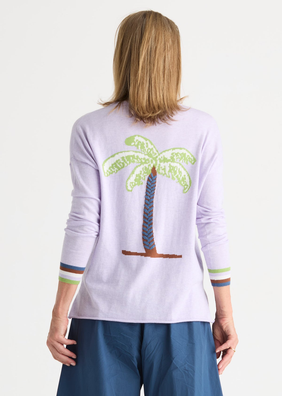 Zaket & Plover - Palm Tree V Neck  - Lavender